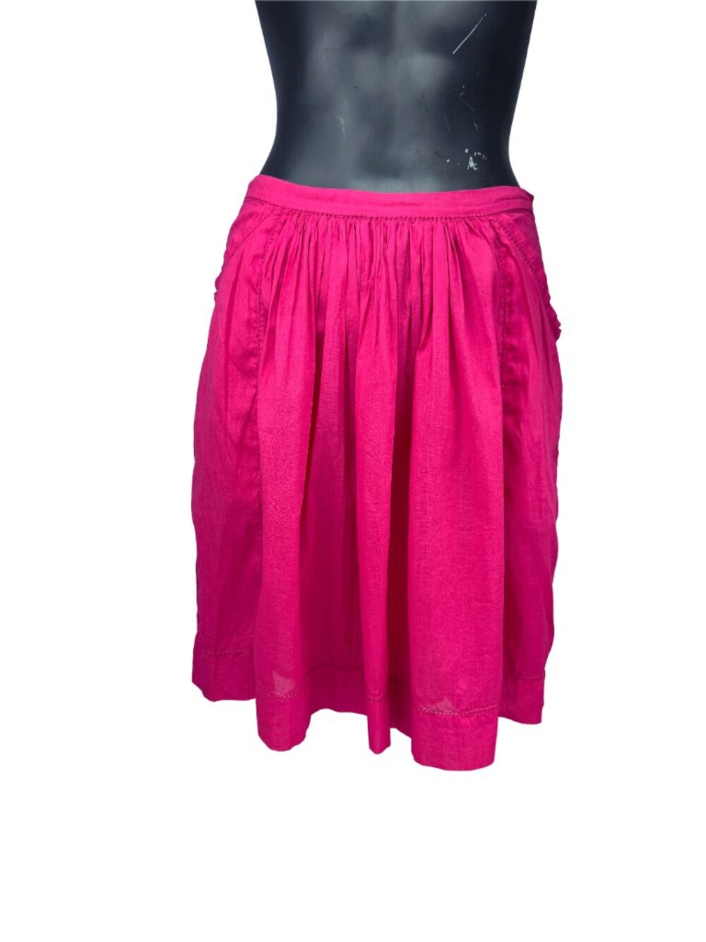 ISABEL MARANT 100% Cotton Fuchsia Bubble Gum Pink Pleatedβ Midi Skirt Size 1 - Picture 2 of 11